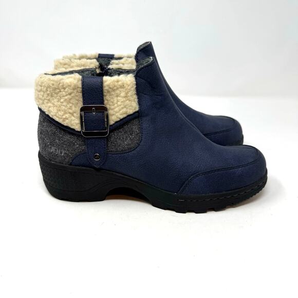 JBU by Jambu Shearling Boots Womens 7 Blue Faux Leather Water Resistant Snow - Picture 1 of 10
